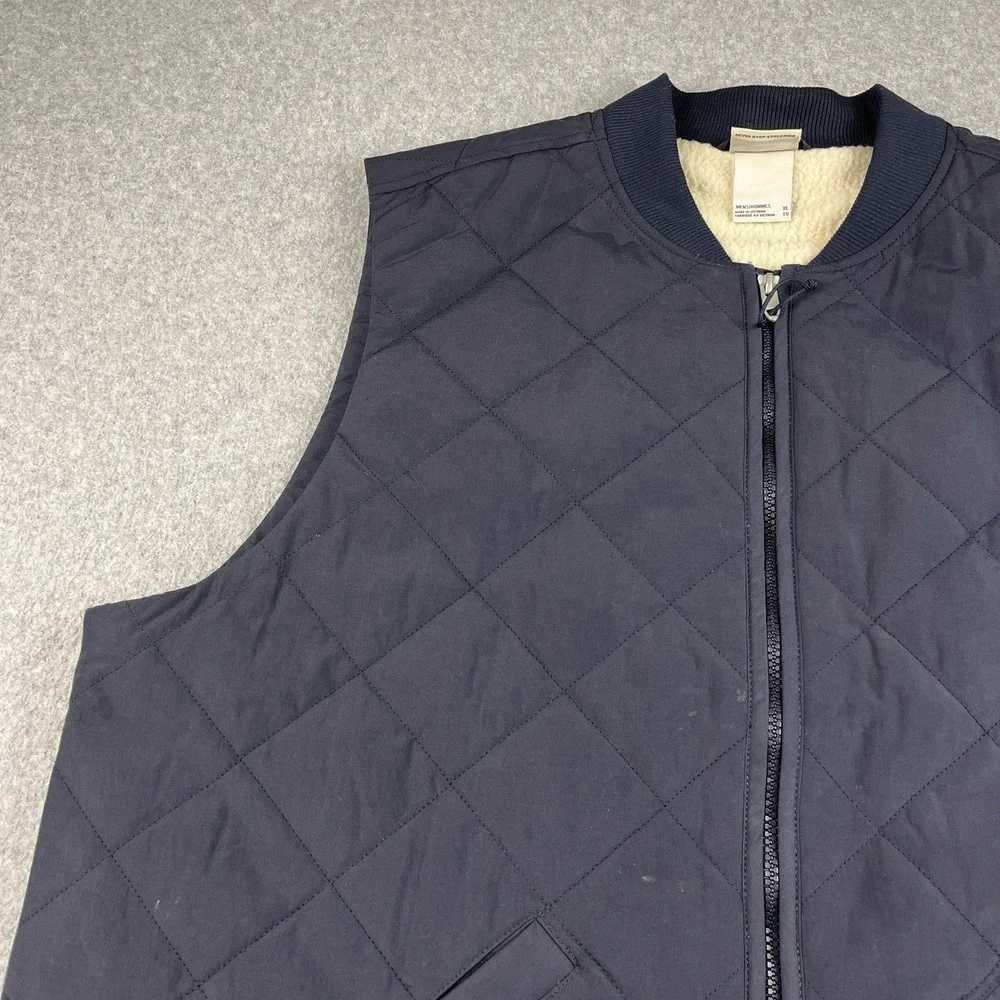 The North Face Quilted Vest Mens XL Cuchillo Sherpa Lined Insulated Jacket Blue